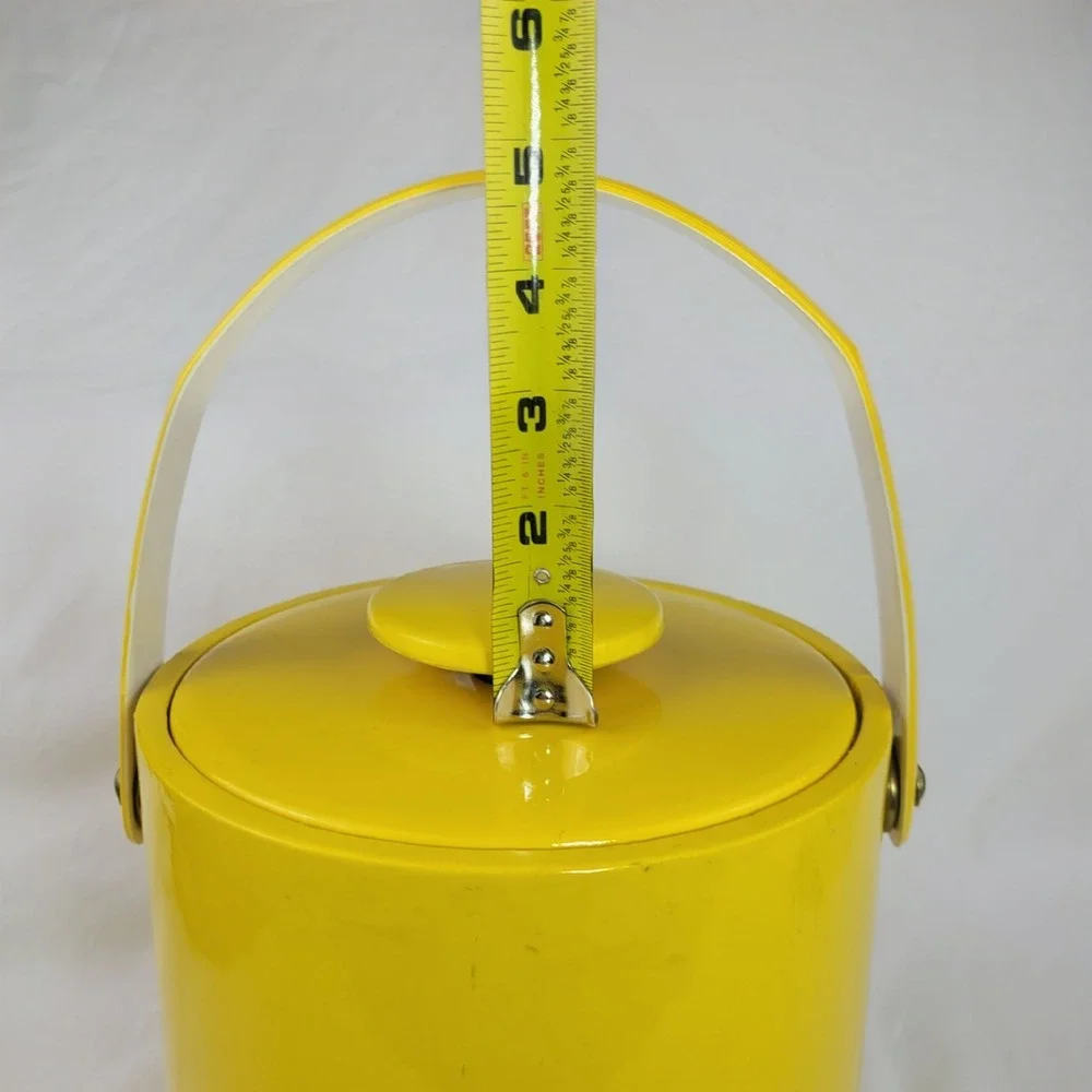 Vintage Mid Century Modern Yellow Insulated Ice Bucket with Lid and Handle